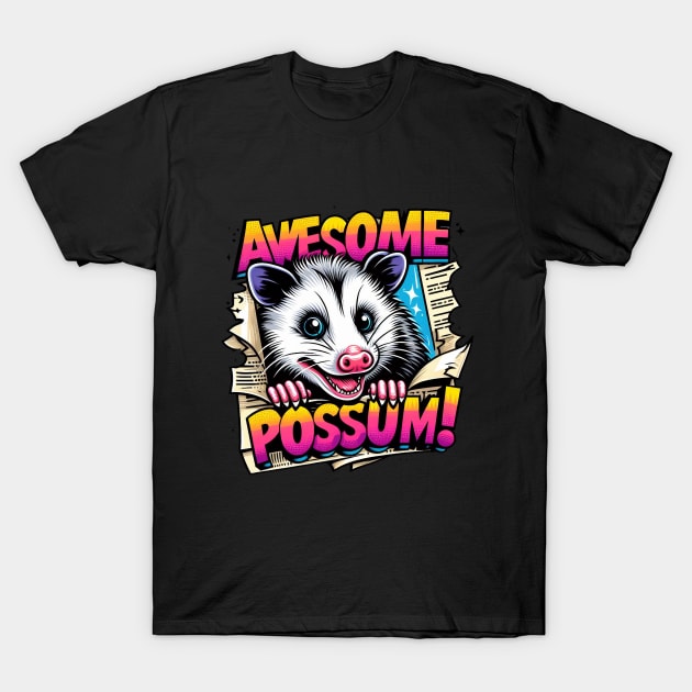 Joyful Opossum T-Shirt by BukovskyART